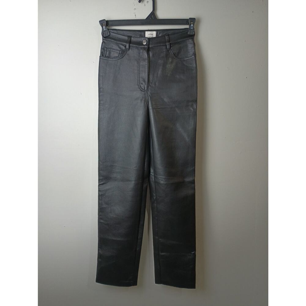 Aritzia Wilfred Faux Leather Straight Leg Pants Women's Size 2 Career Office